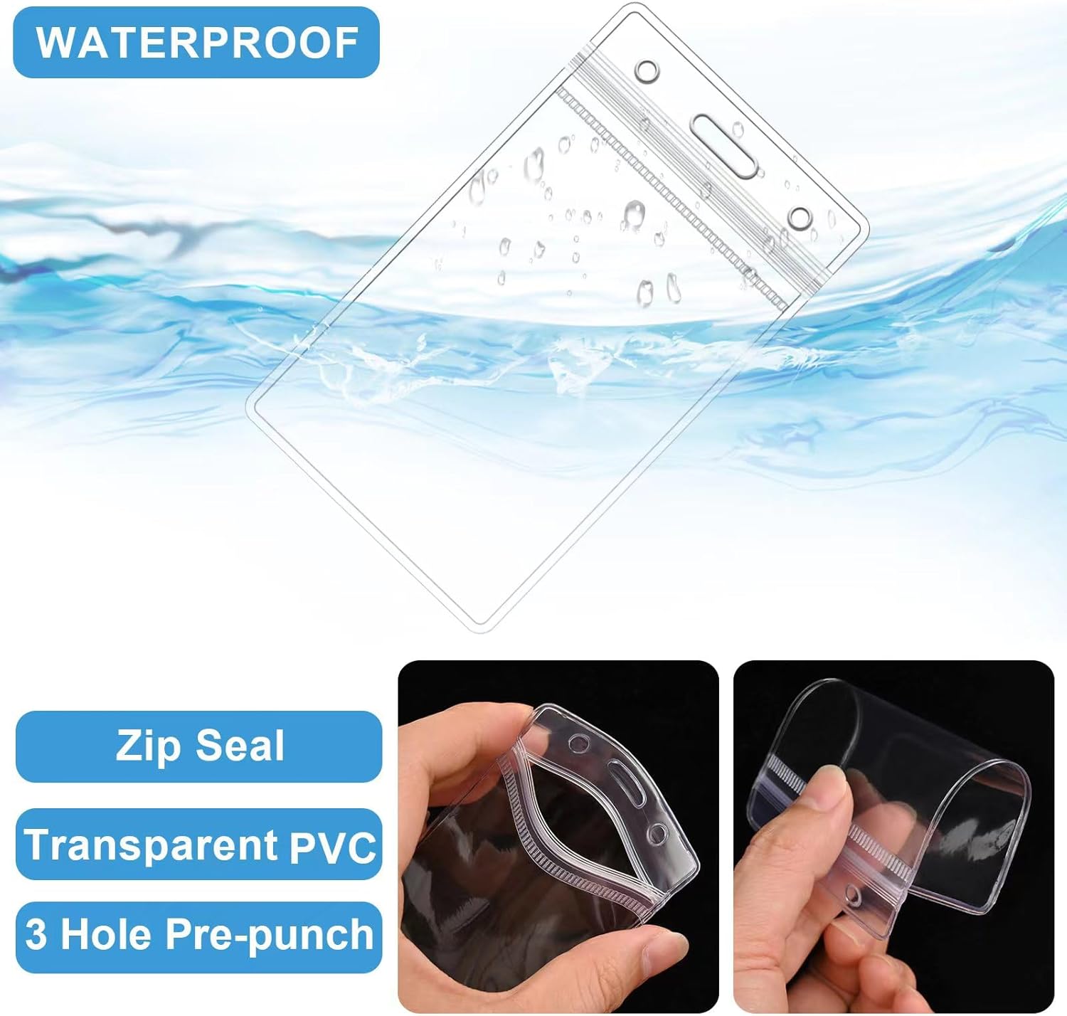 50 Pcs Clear Luggage Tags Bag Tags Holder Identification ID Card Badge Holder with 50 Pcs Clear Luggage Tag Loop Straps for Business Travel and Office Supplies - Image 4