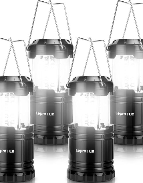 Lepro LED Camping Lanterns Battery Powered, Collapsible, IPX4 Water Resistant, Outdoor Portable Lights for Emergency, Hurricane, Storms and Outages