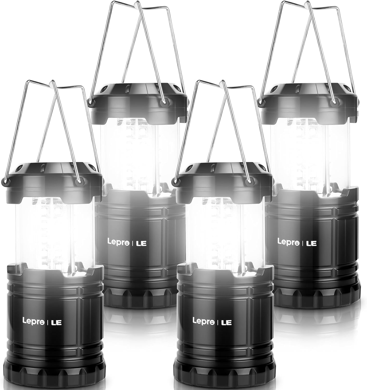 Lepro LED Camping Lanterns Battery Powered, Collapsible, IPX4 Water Resistant, Outdoor Portable Lights for Emergency, Hurricane, Storms and Outages