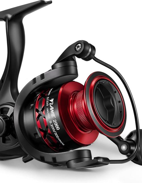 Piscifun Flame Spinning Reels, Lightweight 9+1BB Ultra Smooth Spinning Fishing Reels, 19.8LBs Max Drag, 500, 1000, 2000, 3000, 4000, 5000 Series, Red & Gold & Blue