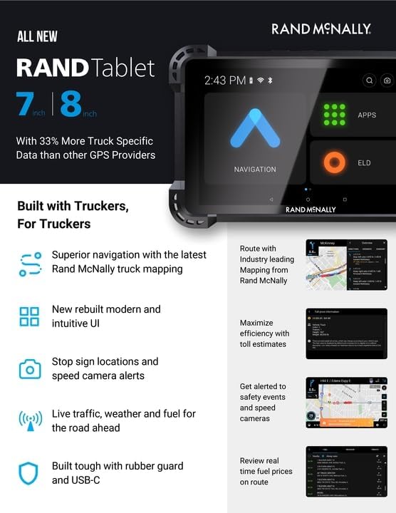 Rand McNally RANDTAB7 Rand Tablet with Rand Navigation GPS with Speed Camera Alerts and Live Traffic, Weather and Fuel - 7 Inch - Image 4